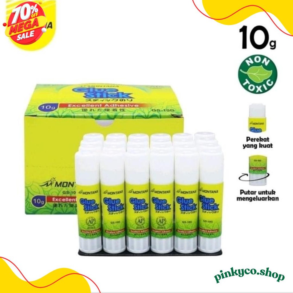 

[ 24 Pcs ] Grosirr 1 Box Lem Stik Montana 10Gr 25Gr / Glue Stick Murah Diskon