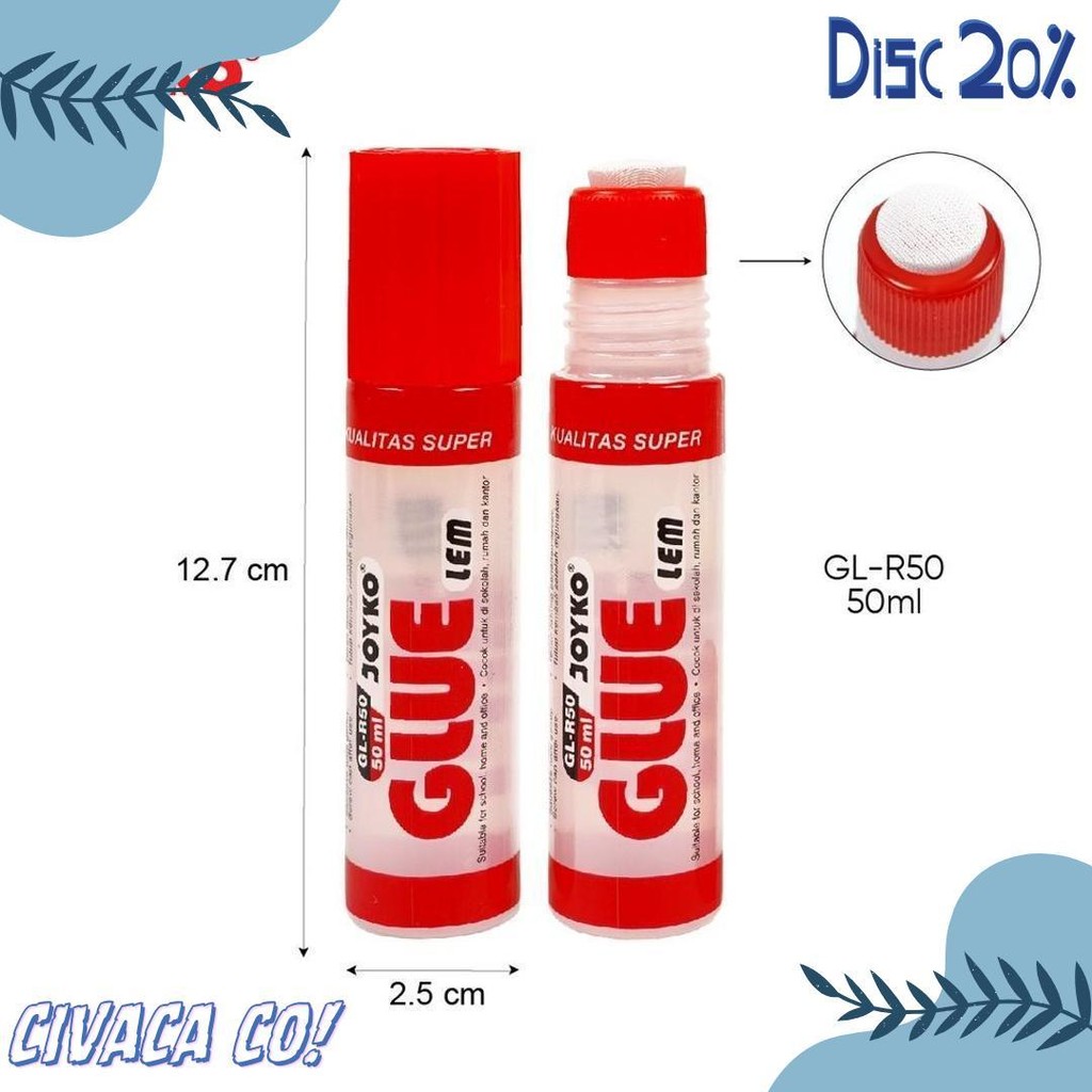 

[ Pack ] Lem Kertas Glue Stick Cair 50 Ml - Joyko Gl-R50 Murah! Diskon Setengah Harga