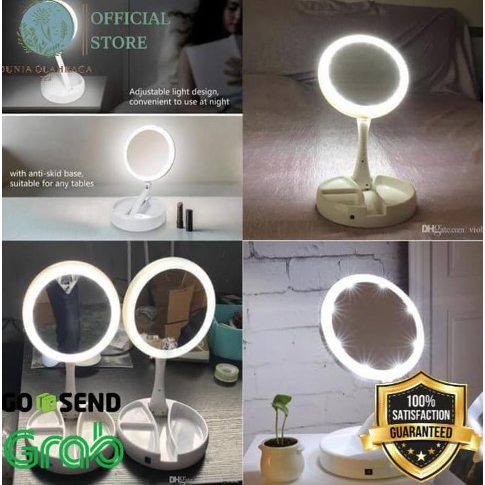 TERBARU - PROMO MAGIC Mirror kaca makeup 17,5 cm with 7X Zoom & Lampu LED