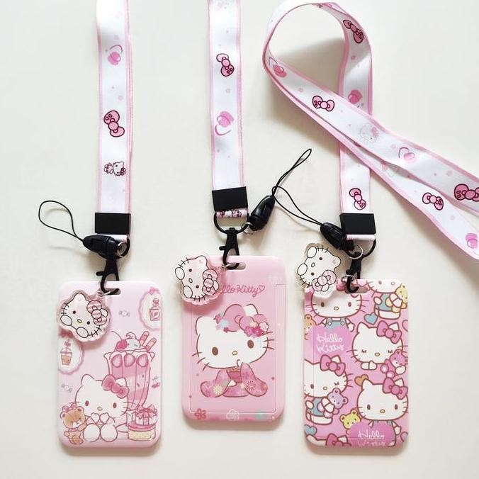 

READY ID Card Holder Name Tag Lanyard Kalung Kartu Cute Hello Kitty Sanrio 2 NEW