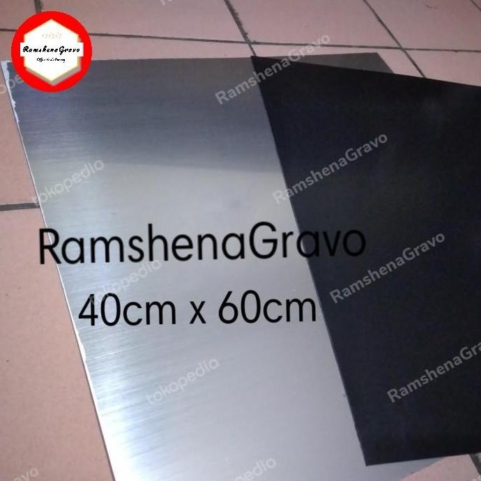 

READY gravoply silver / bahan name tag /laser/router/40cm x 60cm tebal 1.5mm NEW