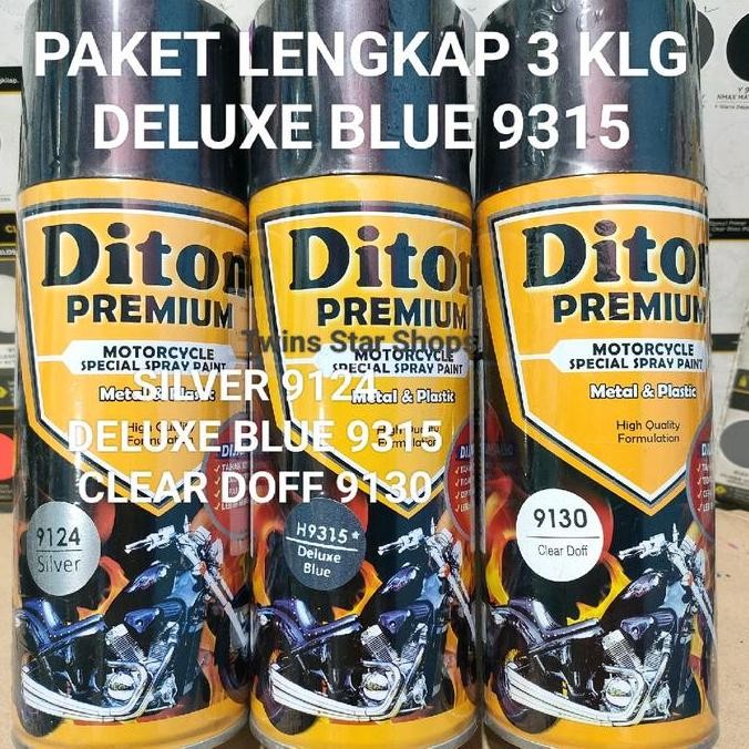 READY Diton Premium Paket Lengkap 3 Kaleng 400cc Biru Tua Dof Dop Deluxe Blue 9315 Silver 9124 Clear