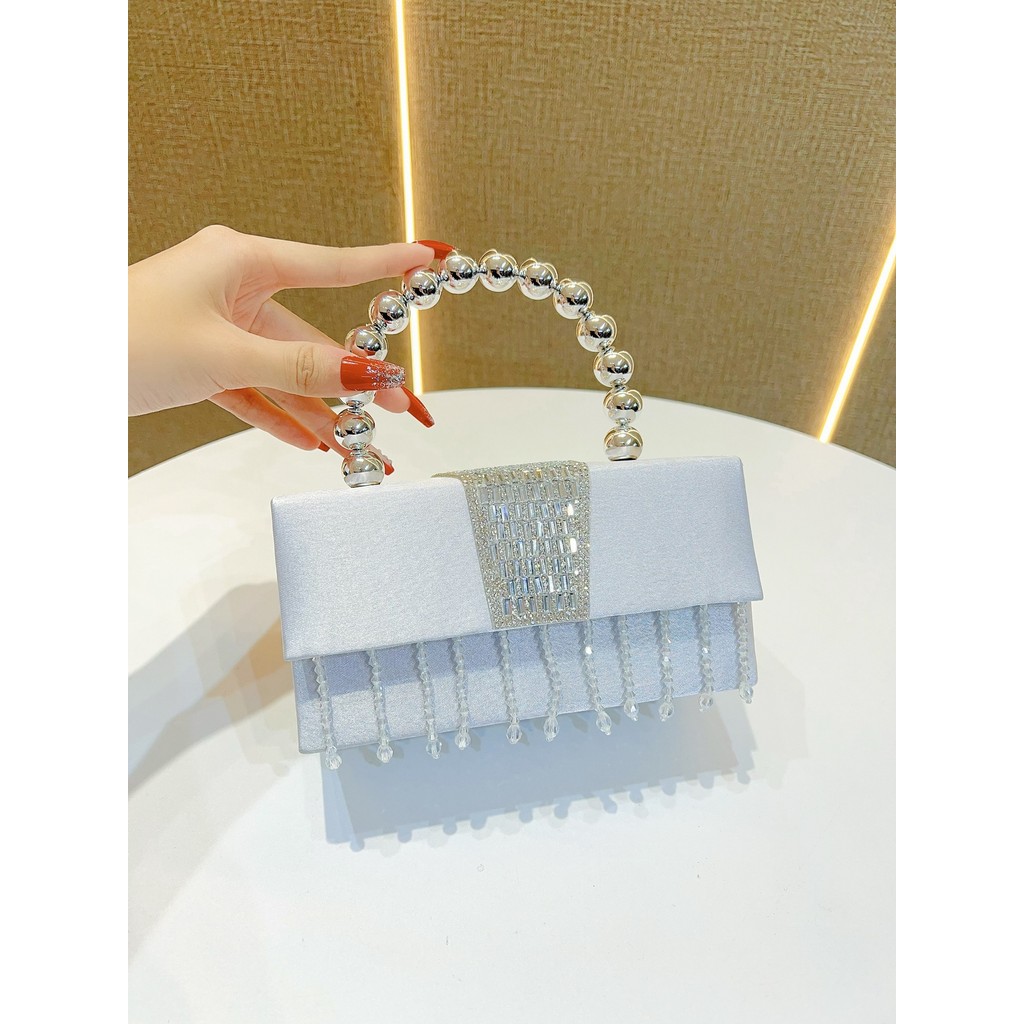 New Style Small Chanel Style Diamond-Studded Sequin Small Square Bag Internet Celebrity Banquet Pear