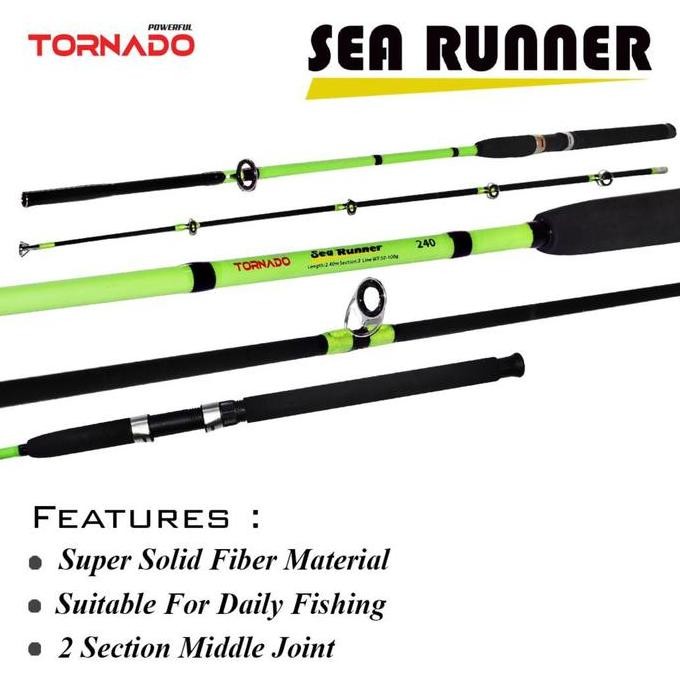 Tersedia Best Pick [ FIBER SUPER KUAT ] TORNADO Joran Pancing Spinning SEA RUNNER 150cm - 270cm Fibe