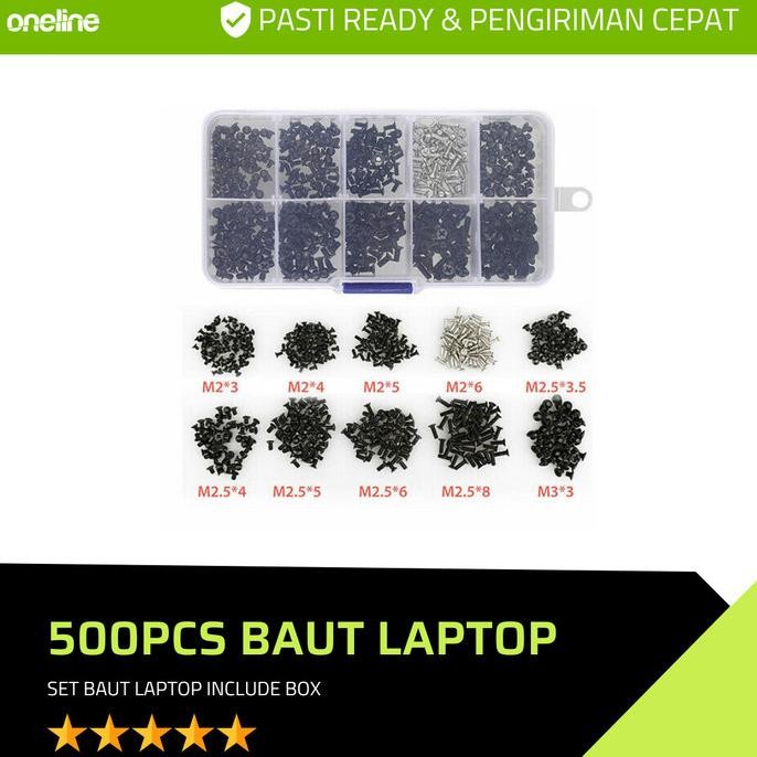 Produk Baru 500pcs Sekrup Baut Laptop Notebook ASUS Acer MSI Lenovo Lengkap 1 Set