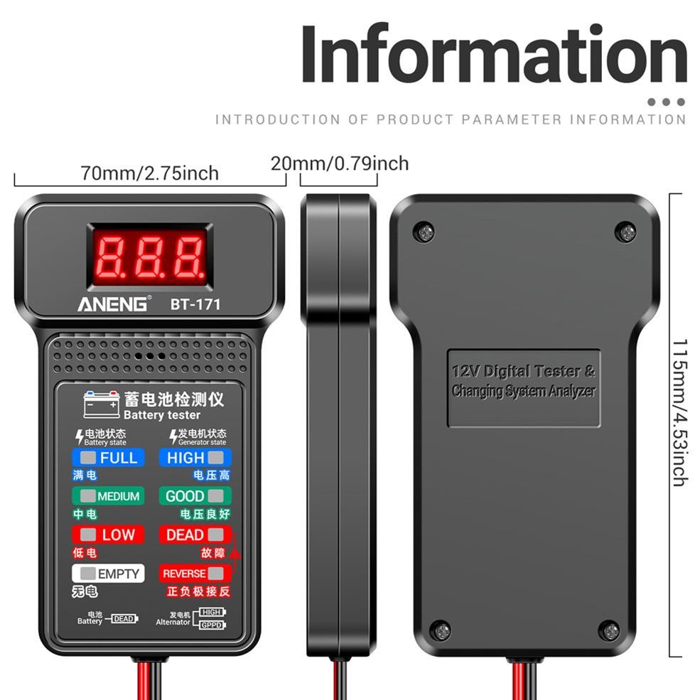 ANENG BT-171 Digital Tester Capacity Aki Mobil 12V LED Screen