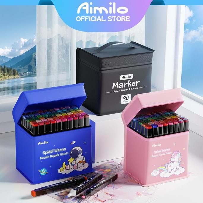

[READY] AIMILO SPIDOL WARNA WARNI 1 SET SKETCH MARKER 2 TIP TOUCH MARKER 48/60/80 WARNA STATIONERY BLUE PLASTIK FOTO KARTON PERALATAN SEKOLAN SPIDOL TERBARU ASLI 100% ORIGINAL OFFICIAL MODERN GARANSI BRAND TERLARIS DISKON GROSIR COD TREND 2025 NEGO BAYAR