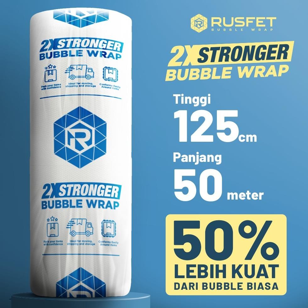 

Produk Baru!! Bubble Wrap Rusfet 125cm x 50m Bening Super Strong Kualitas Premium