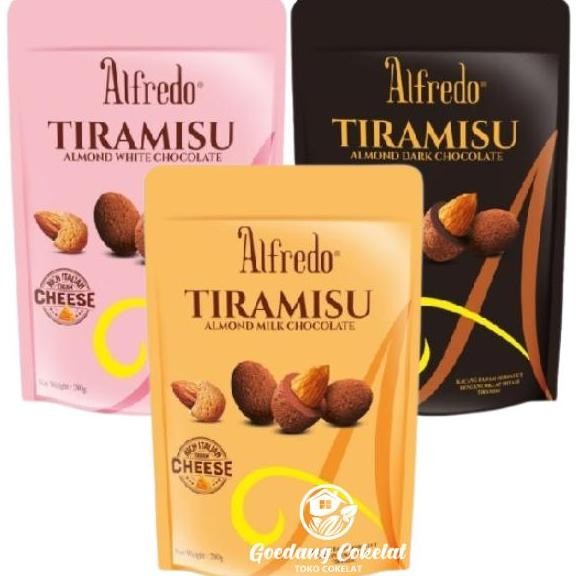 

Alfredo Tiramisu Coklat Almond Dark White Milk Chocolate Rich Italian Cream Cheese Kemasan 300G