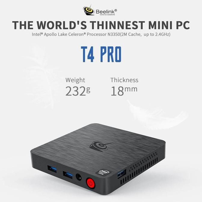 Mini PC Beelink T4 Pro Intel Celeron N3350 4/64GB Dual HDMI Windows 10