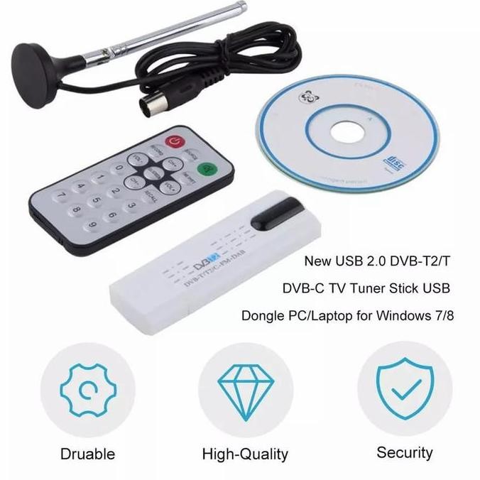Dongle USB TV Tuner DVB-T2 untuk Laptop dan PC OS Windows