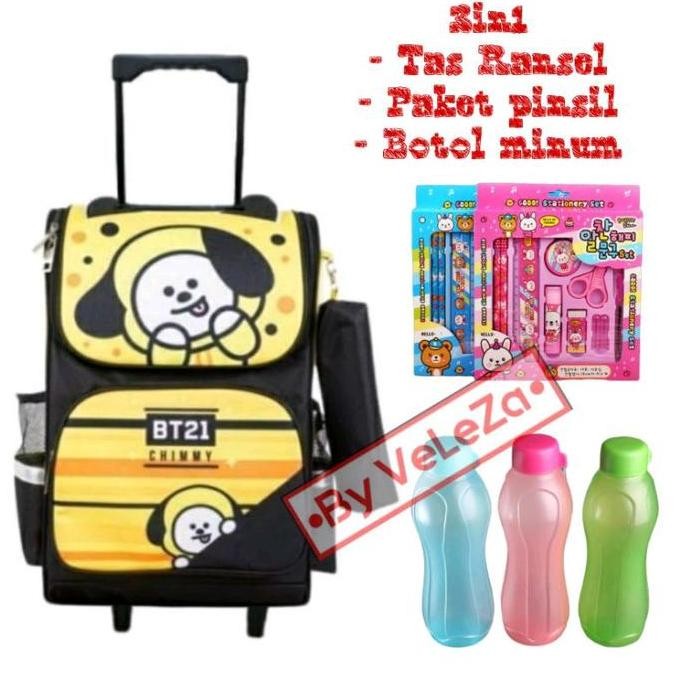 HOT SALE Tas ransel troli anak karakter bts tas sekolah anak TK SD tas ransel troli anak
