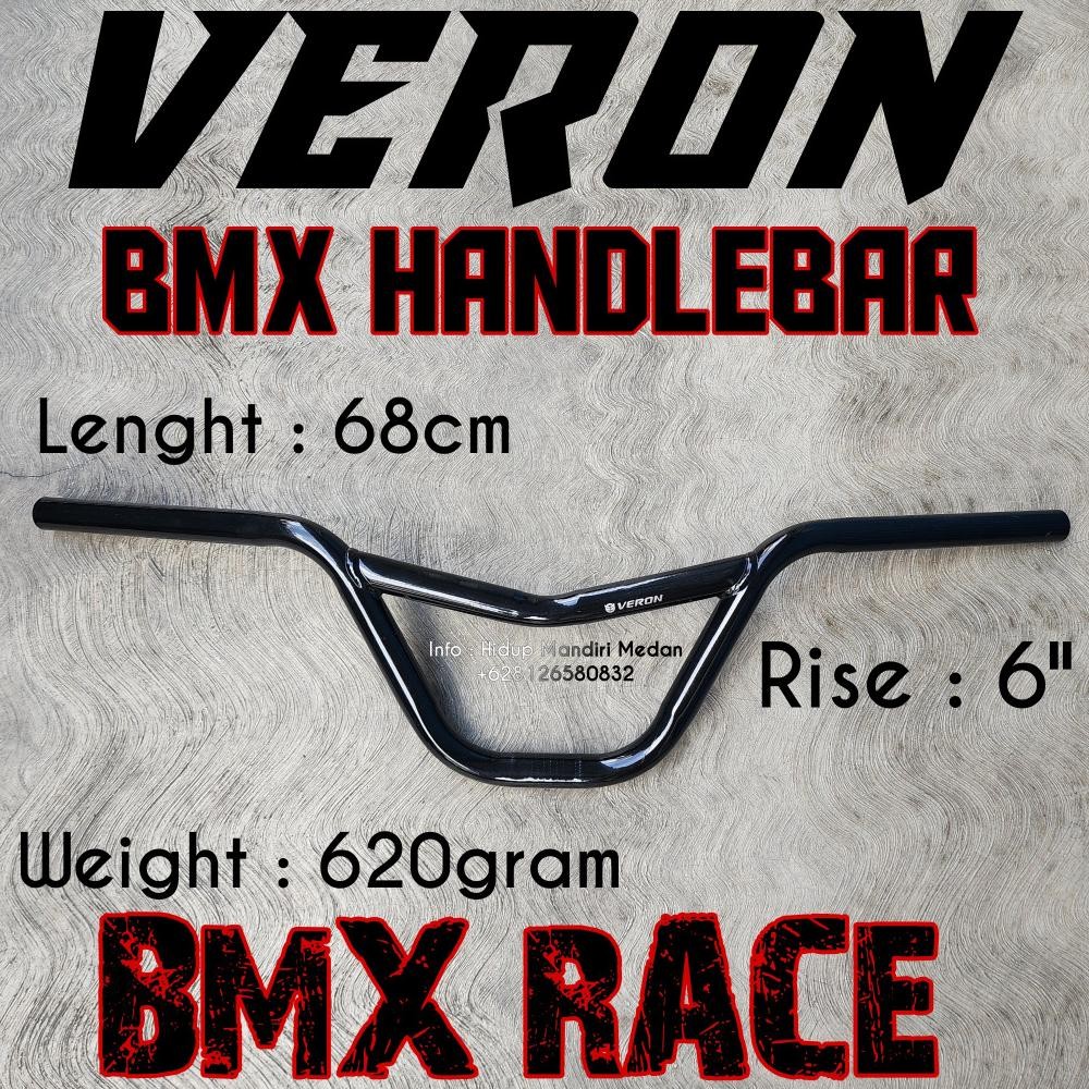 Bisa Cod Bar Bmx Race Veron Model M Rise 6 Inci Black Hitam Handlebar Lebar 68Cm Bu-95