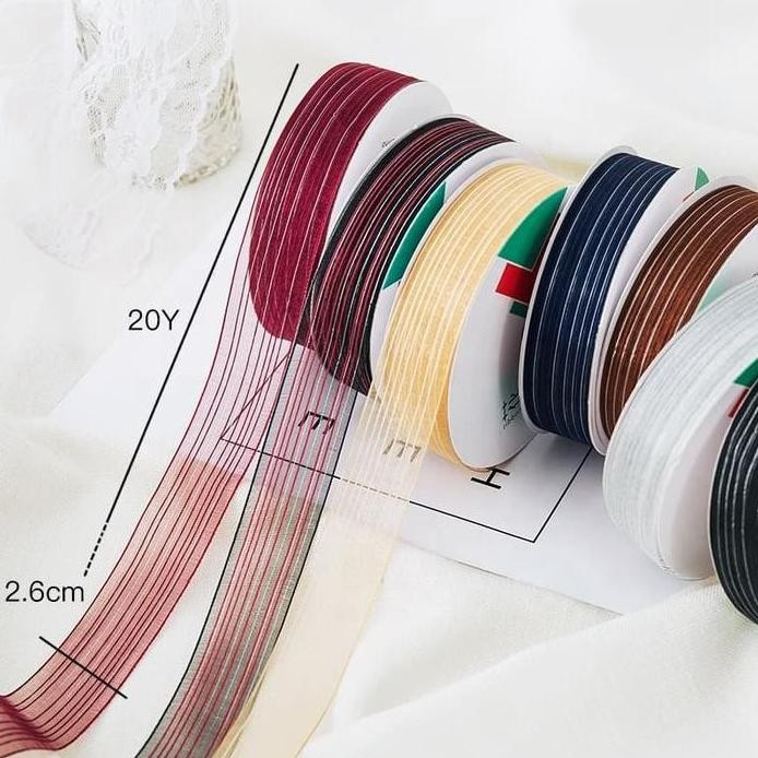 

ready stock Pita Organdy Motif Garis Semi Transparent IMPORT QUALITY