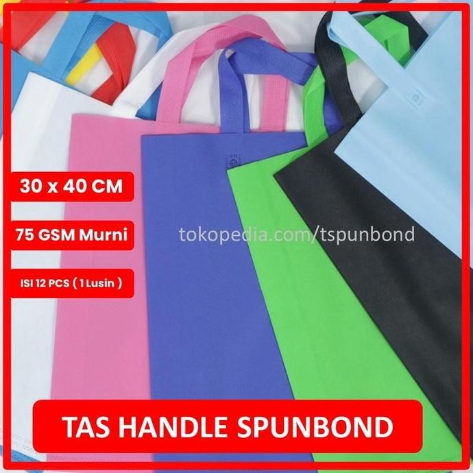 

ready stock GOODIE BAG SPUNBOND HANDLE LUSINAN 30x40 / Tas Belanja Murah (Hitam)