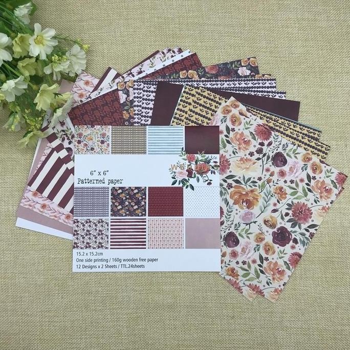 

baru Scrapbooking Patterned Paper 6"x6" - Flower Background (24 sheets)