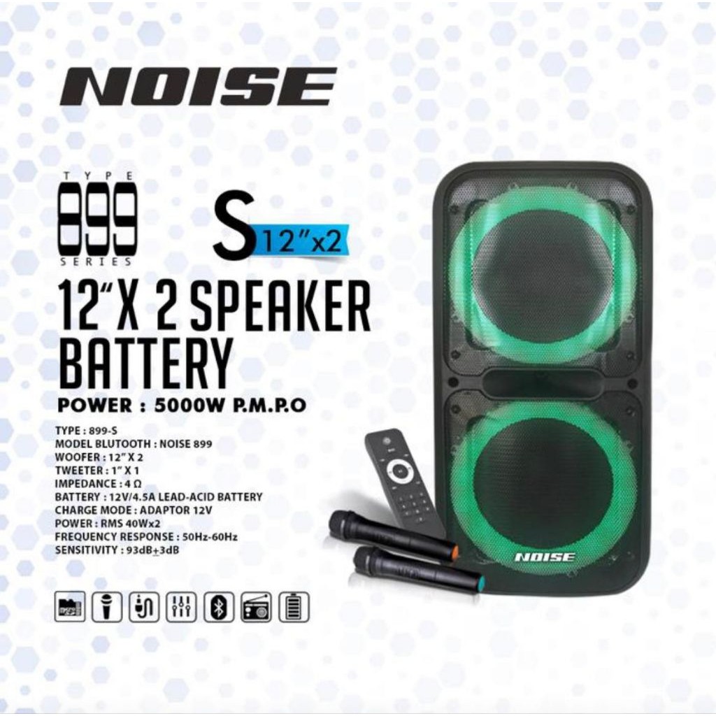 Speaker Portable Wireless Noise 899 S Original 2 X 12 inch Bluetooth