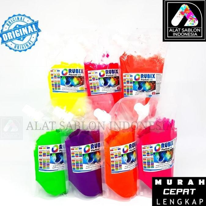 

ready TINTA SABLON PLASTISOL RUBIX FLO GREEN HIJAU STABILO 250GR