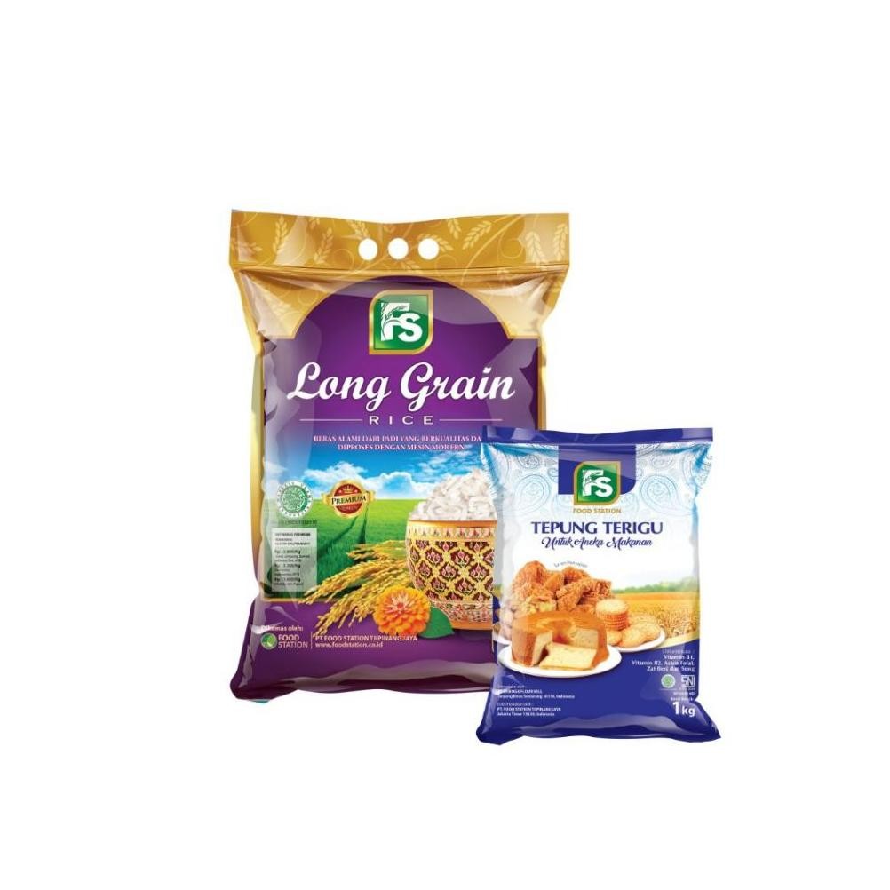 

ready Bundling Food Station - Beras Long Grain 4 Kg + FS Tepung Terigu 1 kg murah
