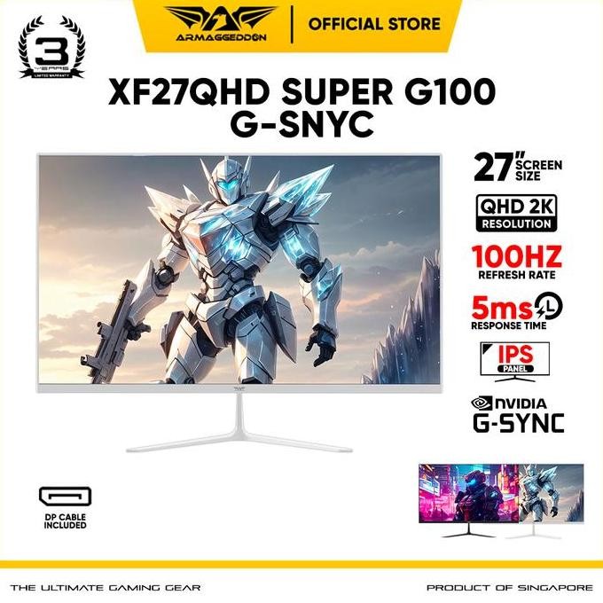 Gaming Monitor Armaggeddon Xtreme 2K QHD 27" 100Hz IPS Panel Flat Screen Frameless Monitor | XF27QHD