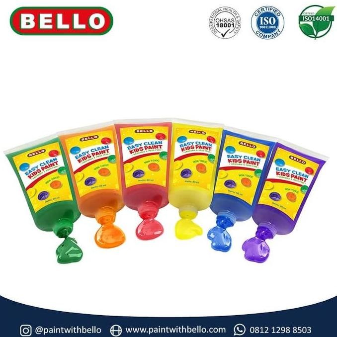 

ready BELLO EASY CLEAN KIDS PAINT - Cat WASHABLE lukis ANAK - 1SET: 6x60ml