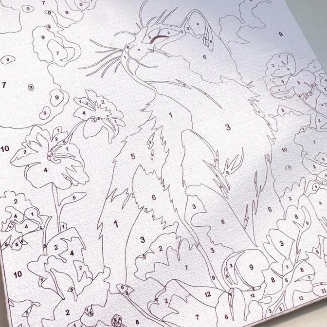 

ready Paint By Number 30x20cm - Happy Cat - [ with frame ] DIY painting kit