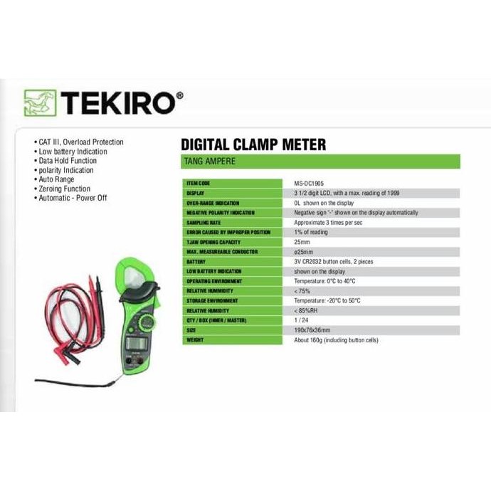 Tekiro Digital Clamp Meter / Tang Amper Digital Merk Tekiro