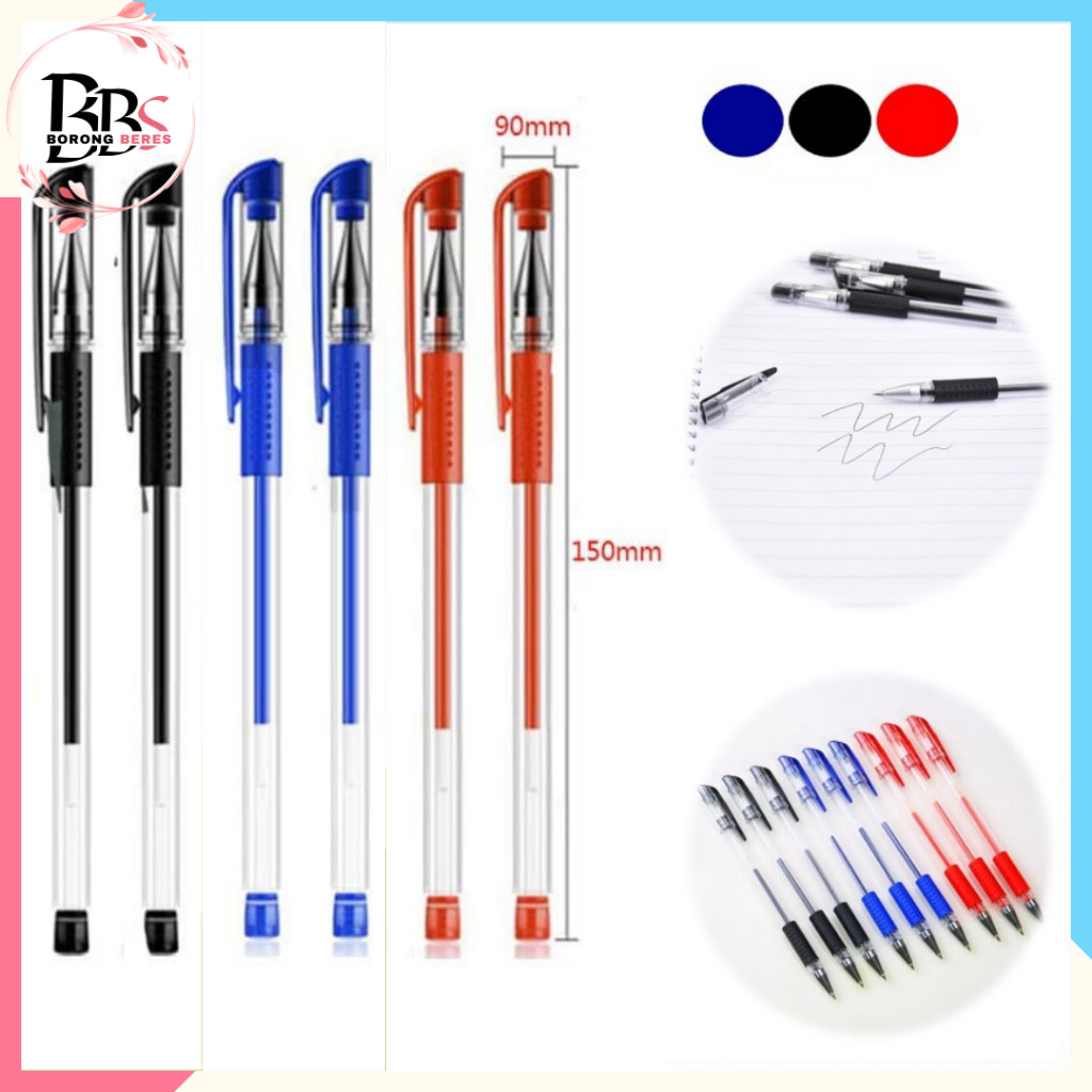 

BORES Pena Gel 0.55mm Standard Pulpen Gel Standard Bolpoin Cair Alat Tulis Sekolah Bolpen Warna Hitam Biru Merah Murah