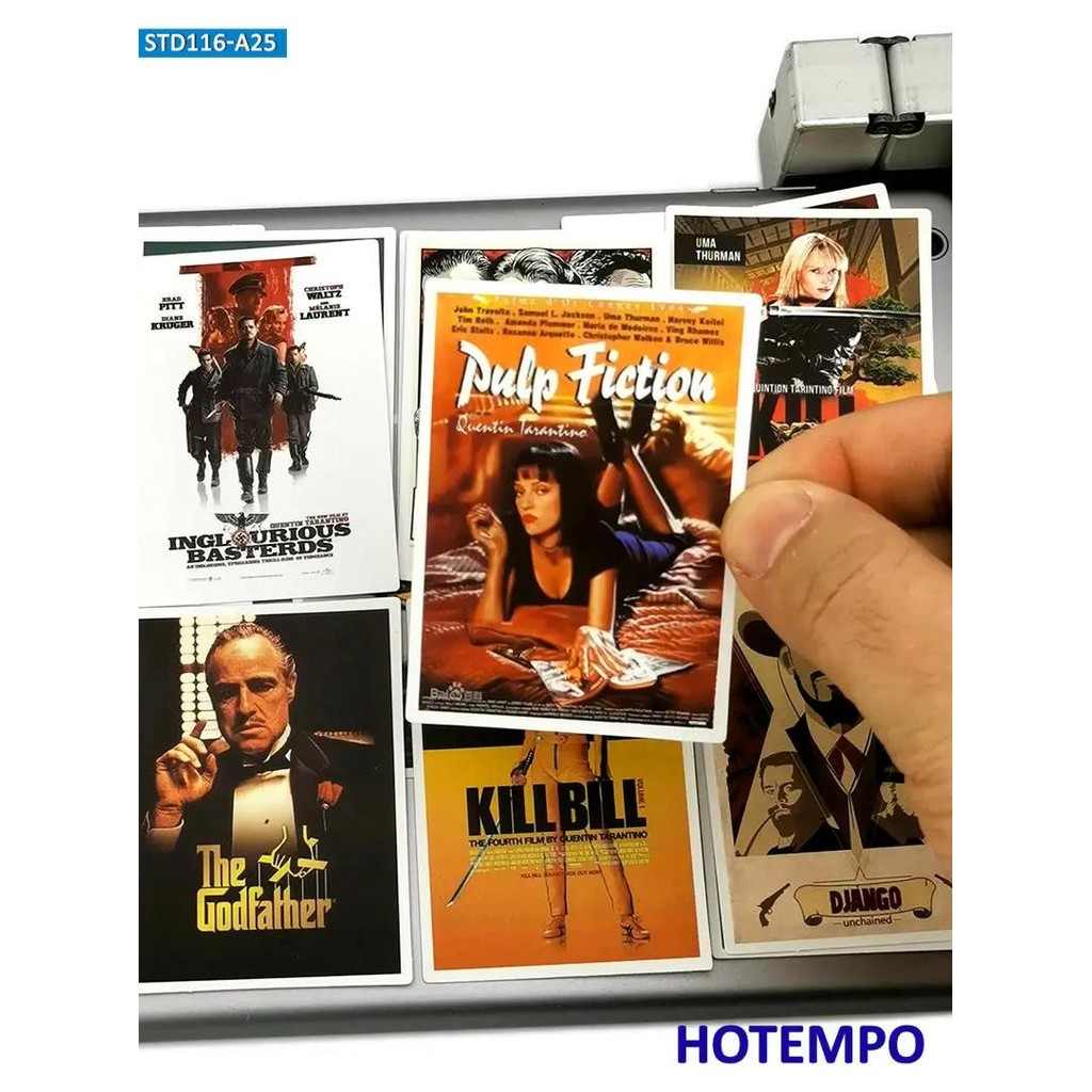 

25PCS Classic Movie Posters Stickers Pulp Fiction Godfather Retro Fashion Decals for Laptop Scrapbook Luggage Phone Sticker Toys