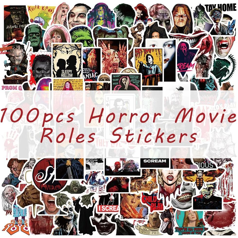

50/100PCS Mixed Horror Movie Thriller Character Halloween Stickers DIY Toy Car Guitar Luggage Suitcase Decal Graffiti Sticker