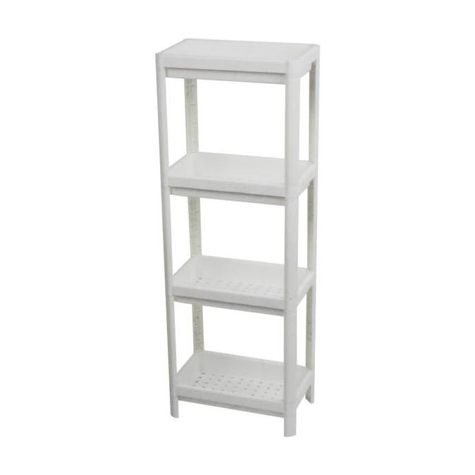 Azko Stora Rak Plastik 4 Tingkat - Putih Rak Serbaguna Rak Plastik Storage Rack Home Organizer
