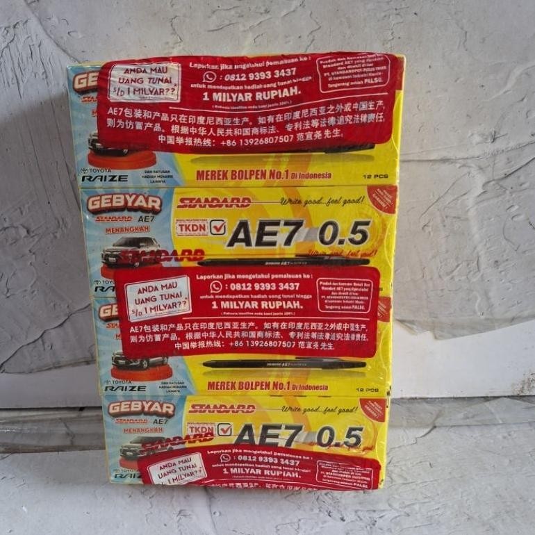 

Pulpen Standard Ae7 0.5Mm | 1 Gross (12 Lusin) | Pulpen Kantor Sekolah Original