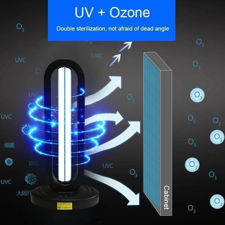 lampu UV Sterilizer Disinfection ozone uv light anti virus 38w 60w Hitam 38 watt 60 watt terlaris