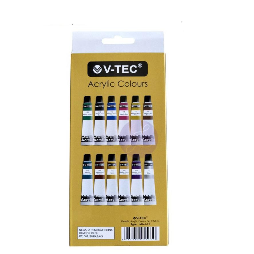 

Vtec V-Tec Acrylic Metallic 12 Colours / Cat Akrilik Warna Metallic Terlaris