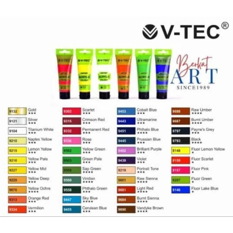 

V-Tec Acrylic 75ml - Cat lukis akrilik 75ml - cat lukis 75ml tube Part 1 Terlaris