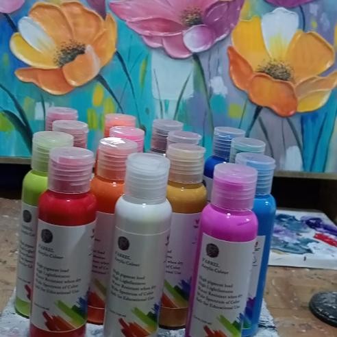 

Cat Akrilik / Lukis / Kanvas / Mural Paket 6 Warna Isi 100 ml Per Botol Farrel Acrylic Colour Terlaris