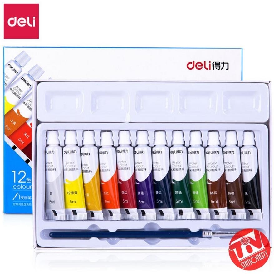 

Cat Air Deli Water Colour 12 Warna (12 x 5 ml) Bonus Kuas & Palet Terlaris