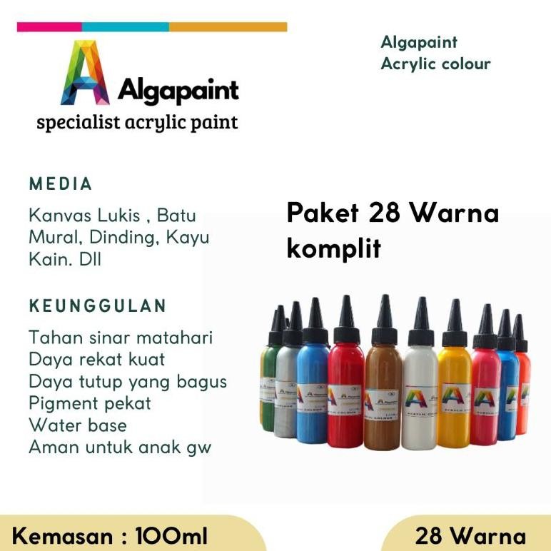 

Algapaint Cat Akrilik/Mural/ Lukisan/Dinding/Kayu/Kain/Sepatu/Painting/Catair/Lukis/Art/CatLukis/AcrylicPainting/Melukis/AlatLukis/Acrylic/KuasLukis/Senilukis/Drawing/CatMinyak/AcrylicPaint/Pelukis/BelajarLukis/PerlengkapanLukis/HobiLukis/1SetWarna