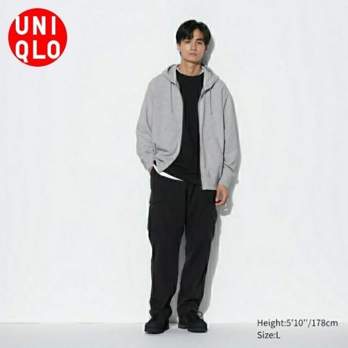 Promo Jaket Sweat Hoodie Ritsleting Zip Lengan Panjang Xxl 3Xl Uniqlo Original Jastip Termurah