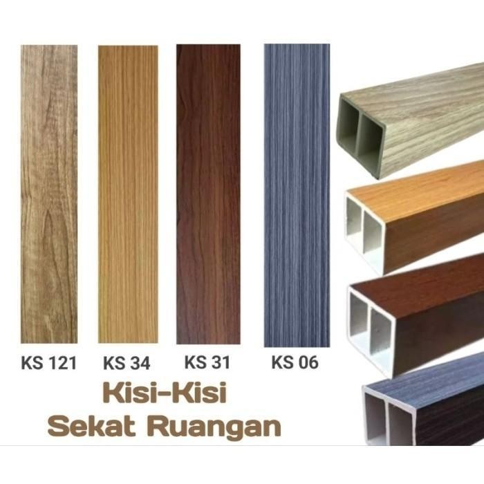 Partisi Hollow Pvc 3 Meter Kisi Kisi Sekat Ruangan Indoor Motif Kayu / Hollow Pvc Partisi Kisi Kisi 