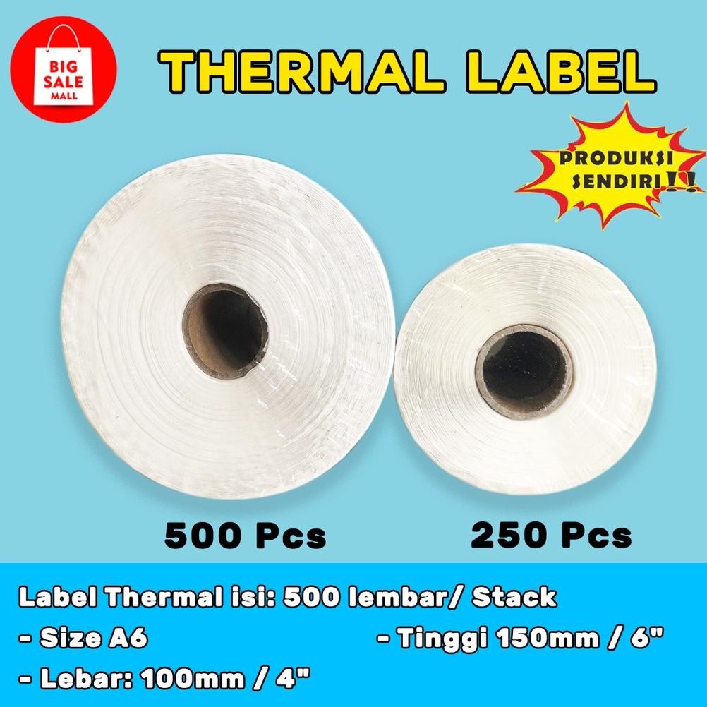 

Kertas Thermail Stiker Thermal 100x150 Isi 500 & 250 Lembar, Label Thermal Barcode, Kertas Edc/Printer Mini Bluetooth RB07