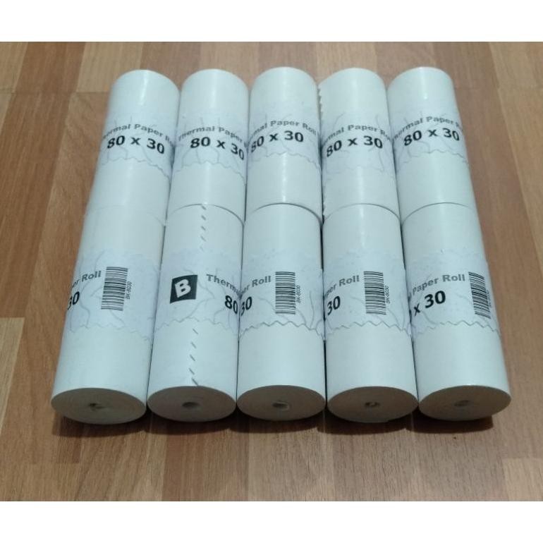 

Kertas Thermal 80x30 Struk Kasir Coreless Printer 80mm 10 Roll RB07