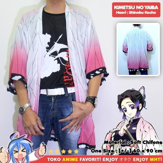 Murah Haori Anime - Loose Kimono Kimetsu No Yaiba - Shinobu Kocho Style