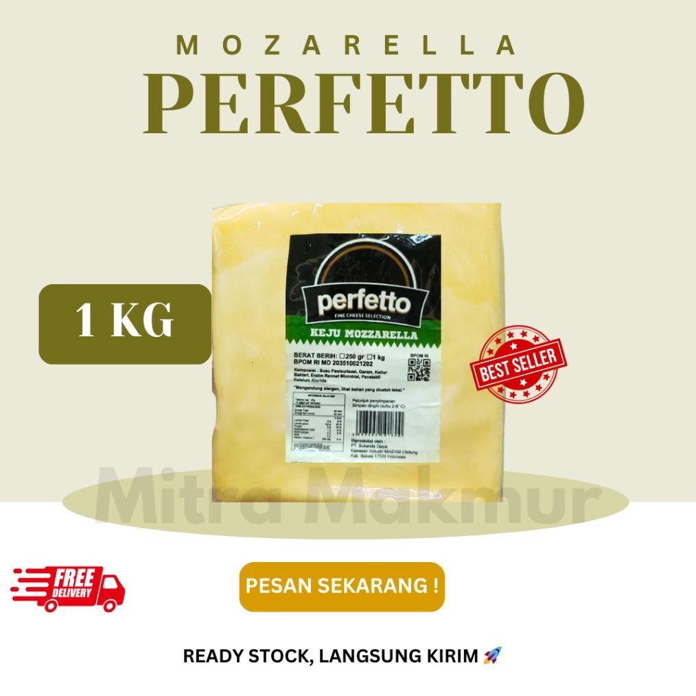 

Baru Keju Mozzarella Perfetto 1KG - Cheese Leleh Mozarella Original