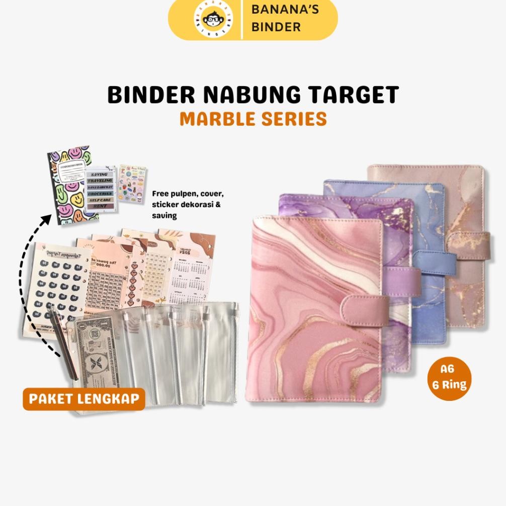 

Binder Nabung Marble A6 Free Pulpen Nama Paket Kombo Warna Polos Special A6 6 Ring RB07