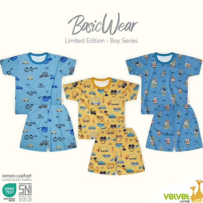 Promo Velvet Junior Setelan Limited Dreamwear Kancing Pundak Celana Pendek - 3 Stel - My Cool Alphab