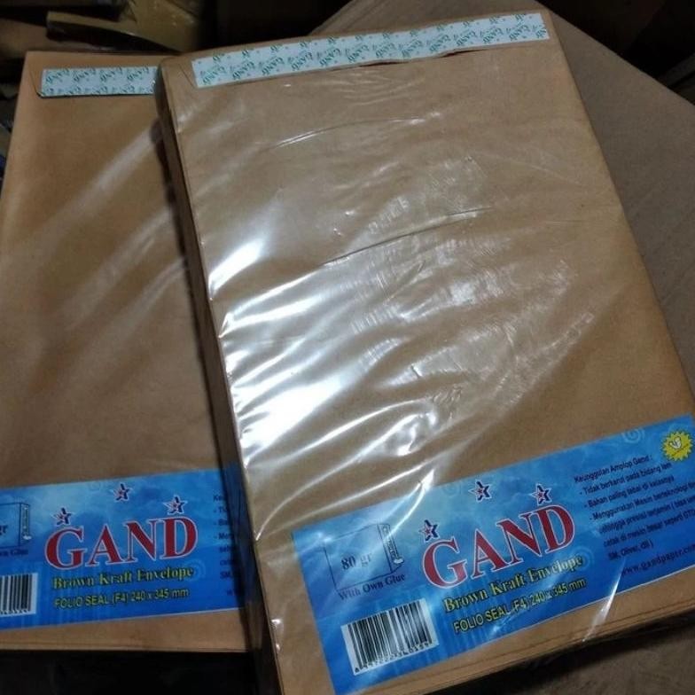 

Baru Amplop Coklat Polos Folio Seal GAND 1 Pak Isi 100pcs
