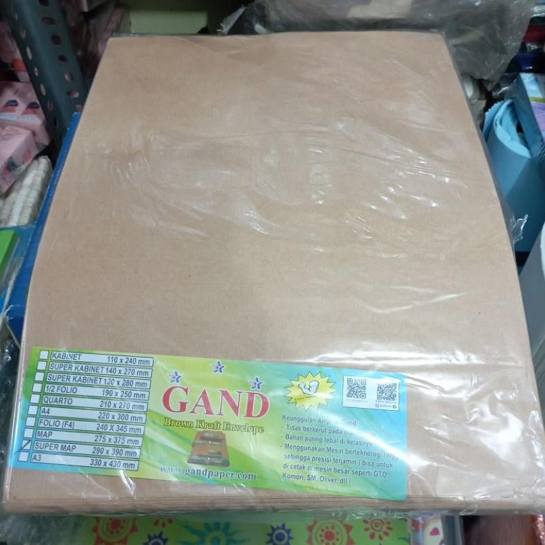 

Baru Amplop Coklat GAND Super Map 290x390 mm - 100 Lembar / Pack