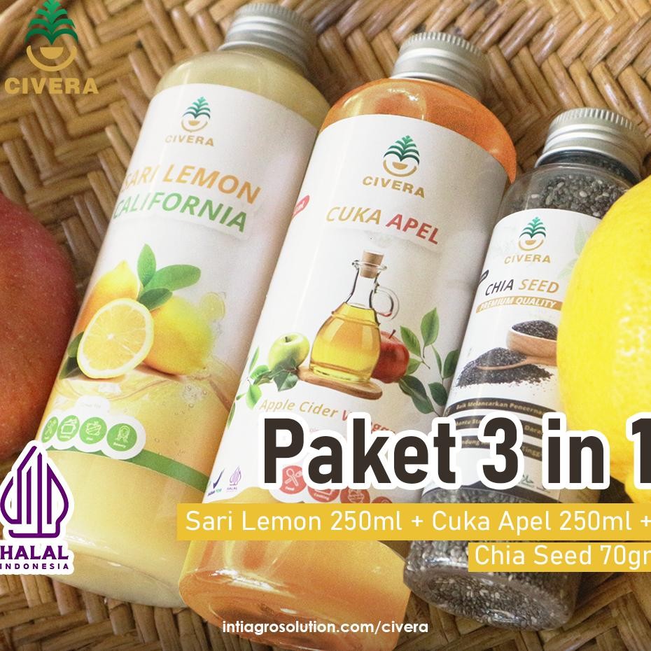 

Civera Paket Sehat 3In1 Bundle Cuka Apel 250Ml Sari Lemon 250Ml Chia Seed 70Gr