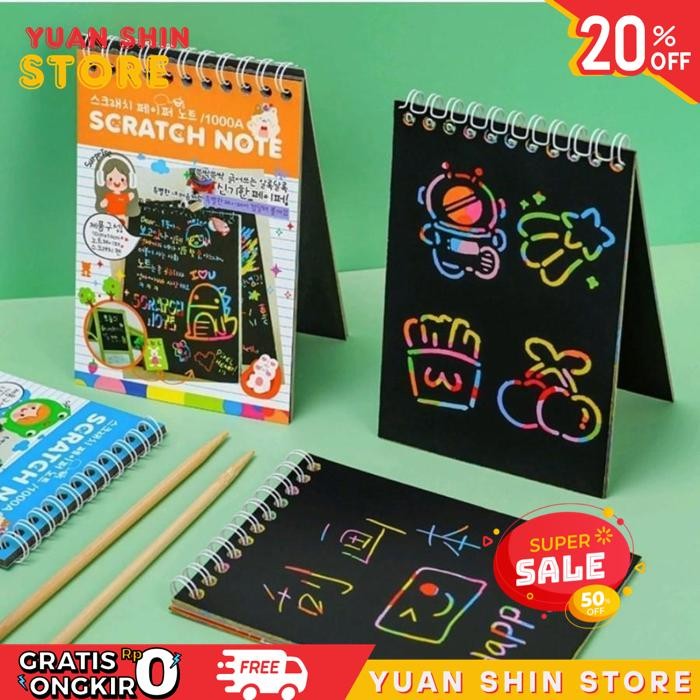 

NOTE BOOK BUKU GAMBAR GORES MAGIC WARNA WARNI KECIL BLACK CARDBOARD EDUKASI SCRATCH PAPER NOTE / BUKU SKTESA WARNA-WARNI TULIS GORES AJAIB COLOURFULL / MAINAN BUKU GAMBAR / MELUKIS BUKU GAMBAR / MAINAN ANAK GRATIS ONGKIR